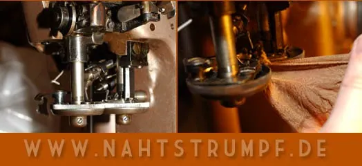 Details einer Strumpfnähmaschine